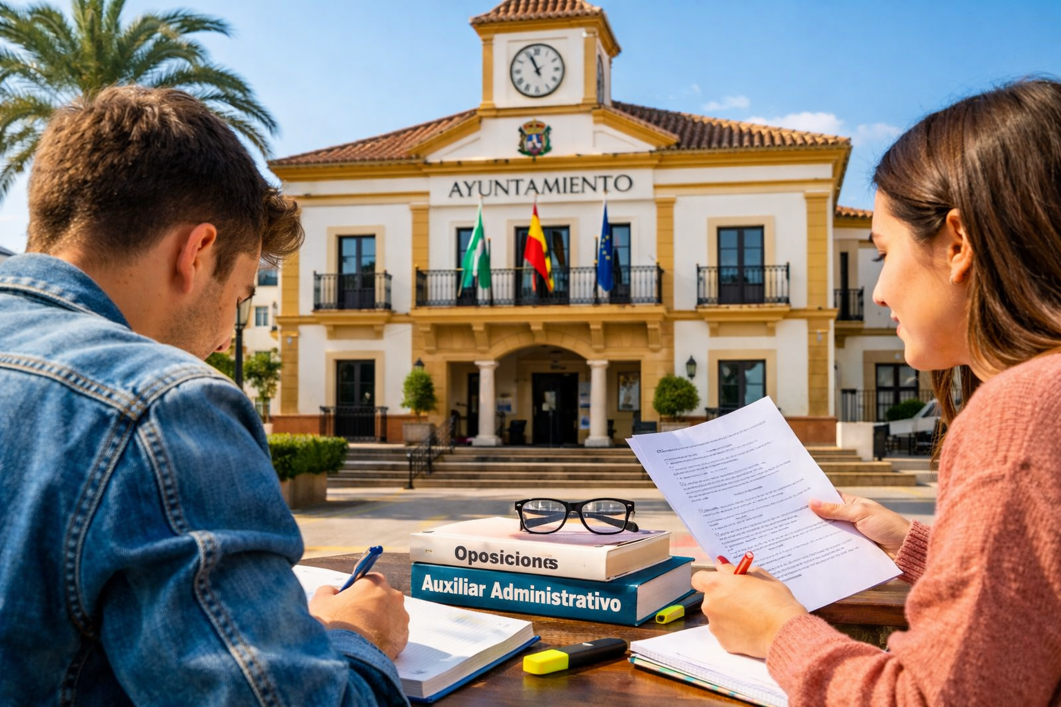 Estudiantes preparando las oposiciones de Auxiliar Administrativo del Ayuntamiento de Alhaurín de la Torre