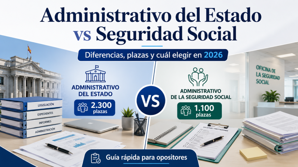 administrativo del estado o seguridad social diferencias plazas 2026