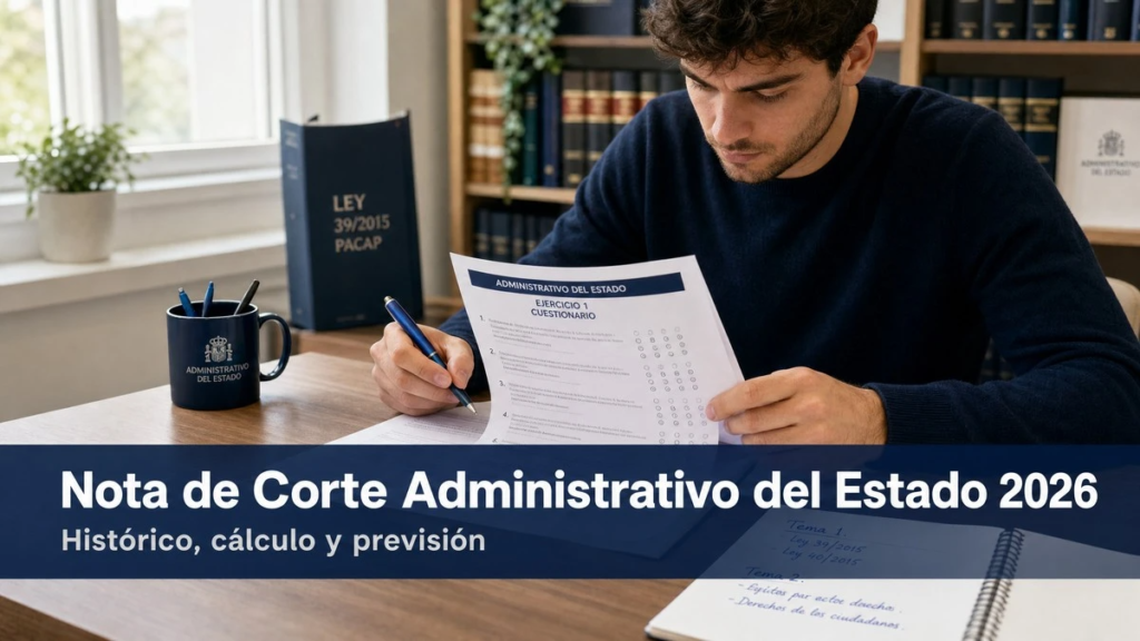nota de corte administrativo del estado examen 23 de mayo 2026 plazas